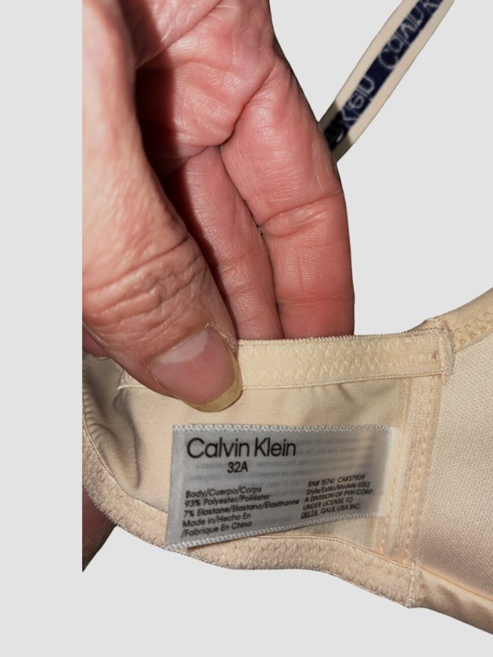 32A*Calvin Klein*NWOT*Beige-Colored Lined Bra--Calvin Klein Print Straps - Picture 8 of 9